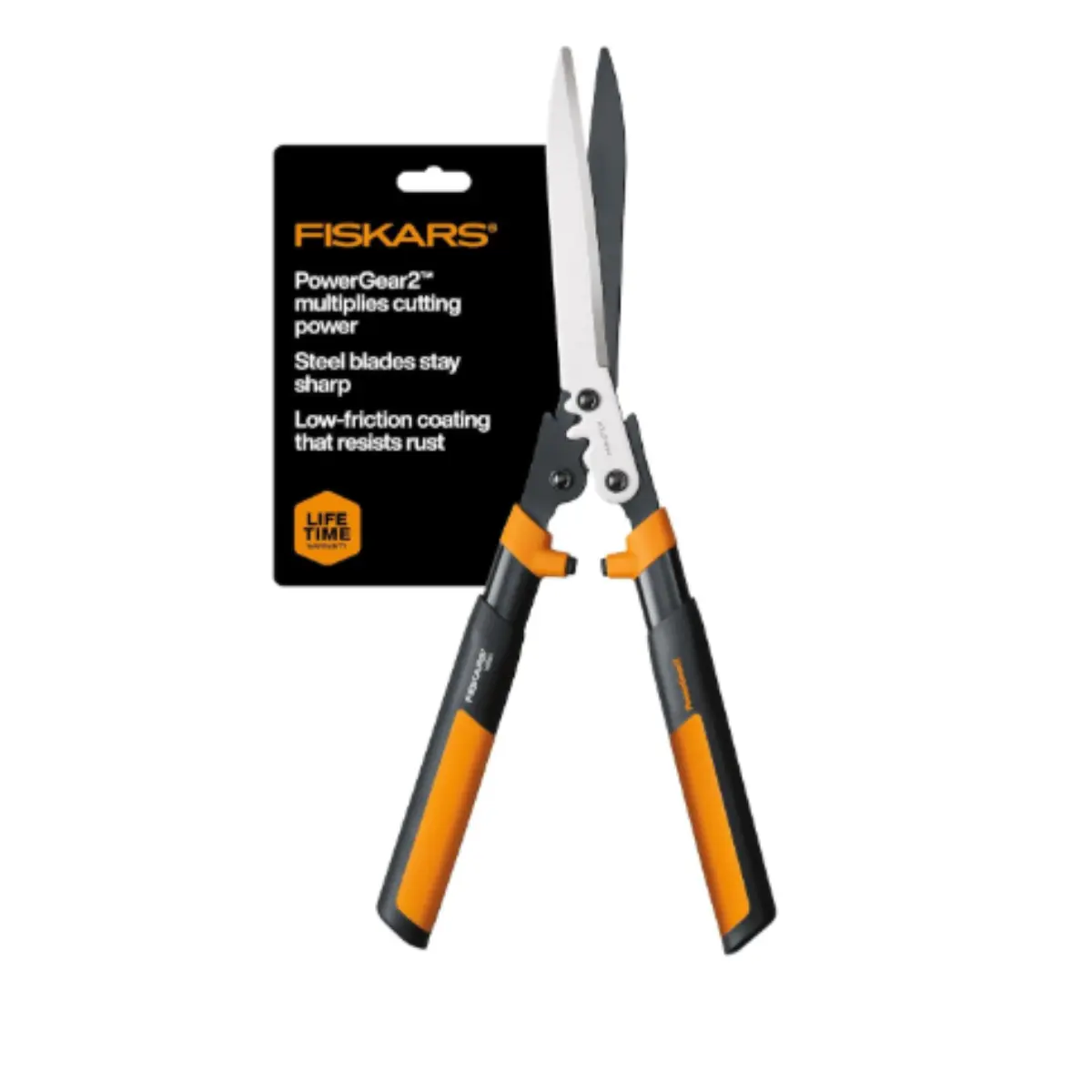 Fiskars DualAction Hedge Shears, 2-in-1 Fast Trimming & PowerCut Hedge Trimmer, Precision-Ground Steel Blades for Clean Cuts, Shock-Absorbing Bumpers & SoftGrip Handles for Comfort