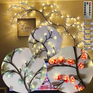 Willow Vine Branch Lights 6FT with Functional Remote, USB  DIY Flower Decorations Vines for Room Decor, Artificial  Tree Branches for Bedroom Wall Living Room Decor (DIY-WHITE FLOWER)