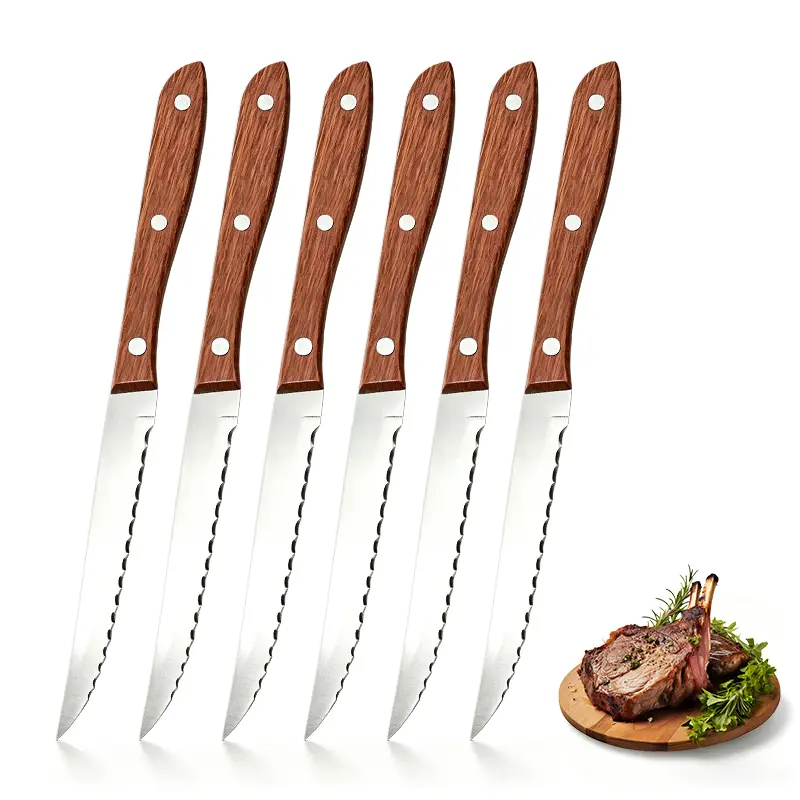6-Piece Premium Steak Knife Set, High-Carbon Sharp Steel Kitchen Knives, Ideal for Steak, Chicken Wings, Turkey, Fruits, Perfect for Daily Dining, Outdoor Camping & Picnic Use