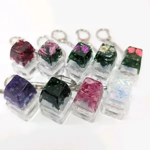 Keycap Fidget keychains - 3D Printed Mushrooms, Aliens, Lipsticks & More | Resin Keycaps with Real Flowers | Fashion Accessories
