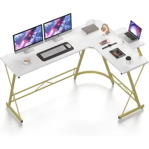 Mr IRONSTONE 63" L Shaped Gaming Desk, Corner Computer Desk, Home Office Writing Desk with Sturdy Monitor Shelf, Spacious L Shaped Desk Workstation, Easy to Assemble, Laminate Marble
