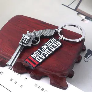 Game RDR2 Arthur Morgan Revolver Keyring Red Dead Redemption 2 Keychain Pendant Fans Gift Cosplay For Men Women Backpack Jewelry
