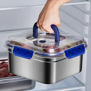 2 Pack Large Capacity Airtight Stainless Steel Food Storage Containers with Sealed Lids Stackable for Meal Prep Leftovers Office Lunch Refrigerator Freezer Home Kitchen Camping Outdoor