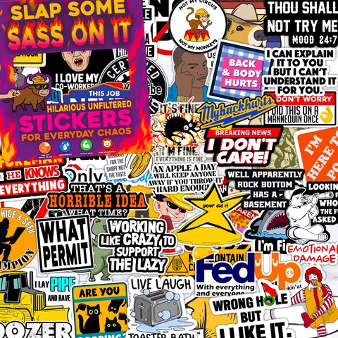 225PCS Slap Some Sass On it Stickers Pack for Adults - Hard Hat sticker, Breakroom Humor Waterproof Vinyl for Welding Helmet, Tool Box, Electrician, Mechanic Tools - Blue Collar Gifts for Co-Workers No Repeat