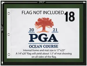 17x23 Black, Moulding blk-001, Comes with 2 Mat Colors - NEW Fairway Green and Black; holds 14x20 PGA, Ryder Cup, US Open Golf Flags; flag not included UPDATED JULY 2025