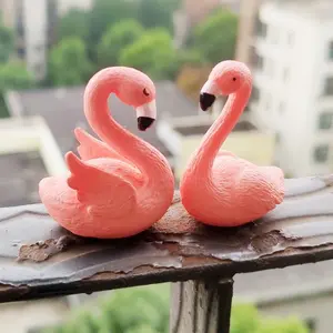 Mini Flamingo Resin Figurines, Miniature Animals Ornaments Set for Garden Lawn, DIY Decorative Supplies for Gifts, Home Decor Accessory