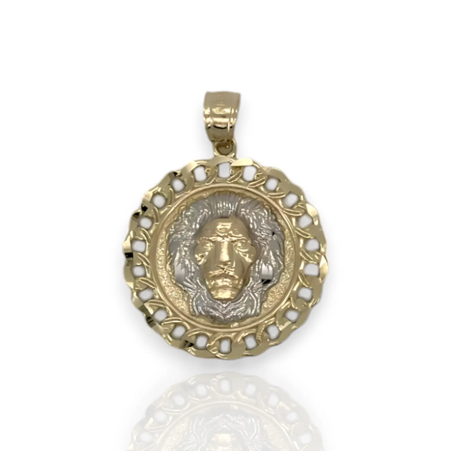 Lion Head Medallion Pendant  - 10k Yellow Gold