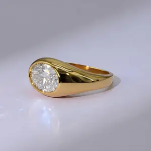 3.2ct Oval Radiant Cut Statement Chunky Ring 14K Gold Plated Bezel Waterproof & Tarnish-Resistant  Minimalist Daily Jewelry for Women