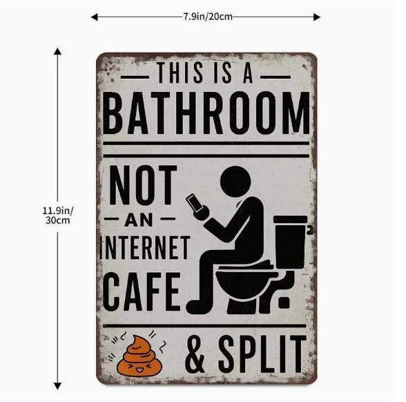 Vintage Metal Tin Sign 8X12inch-This Is A Bathroom Not An Internet Cafe & Split Wall Art Decor For Home Farmhouse Washroom Bathroom Gift