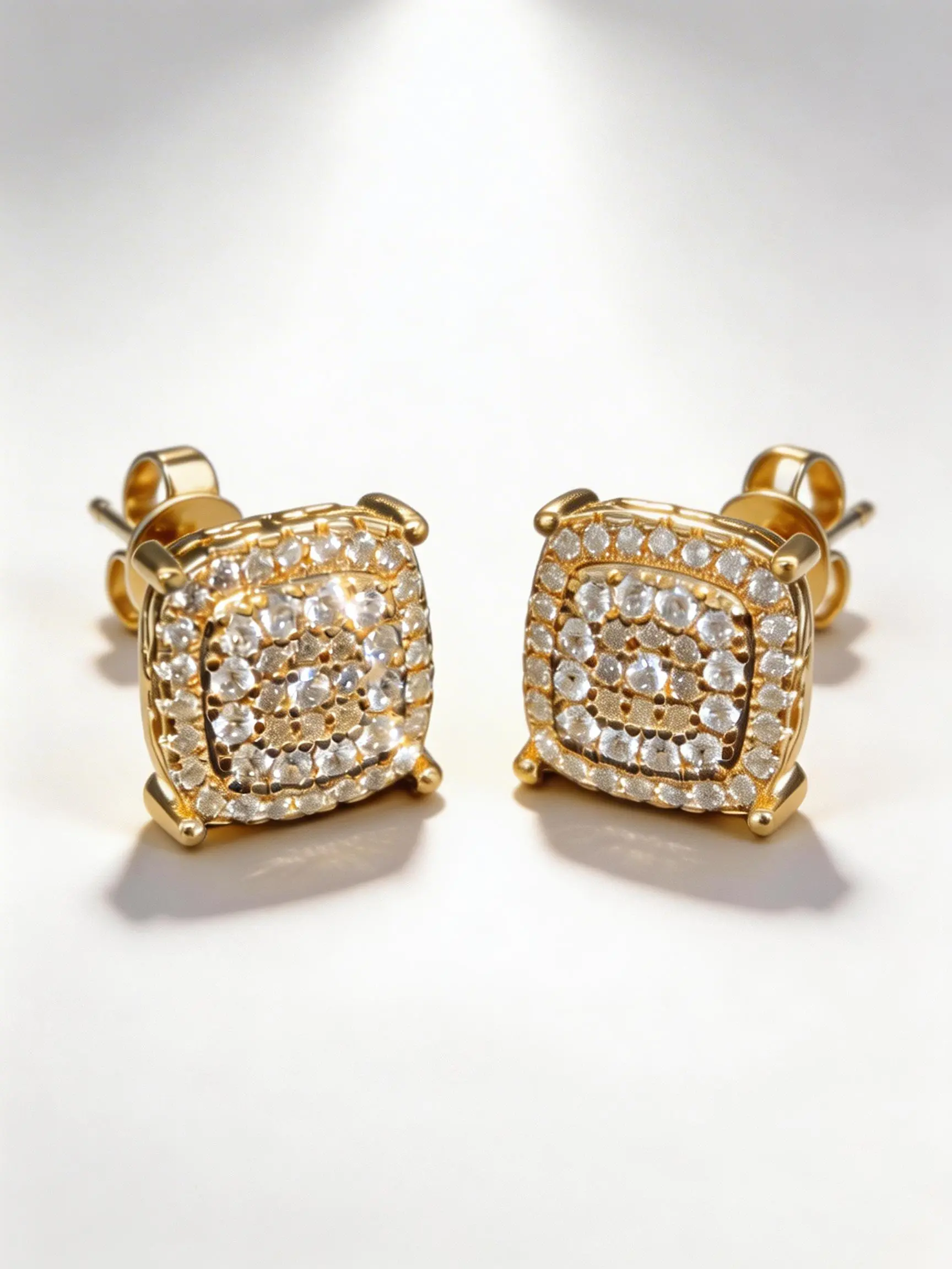 Cubic Zirconia Stud Earrings for Women Men | 18K Gold Plated Hypoallergenic Sterling Silver Post Earrings | Big Brilliant Simulated Diamond CZ Halo Stud Earrings for Sensitive Ears