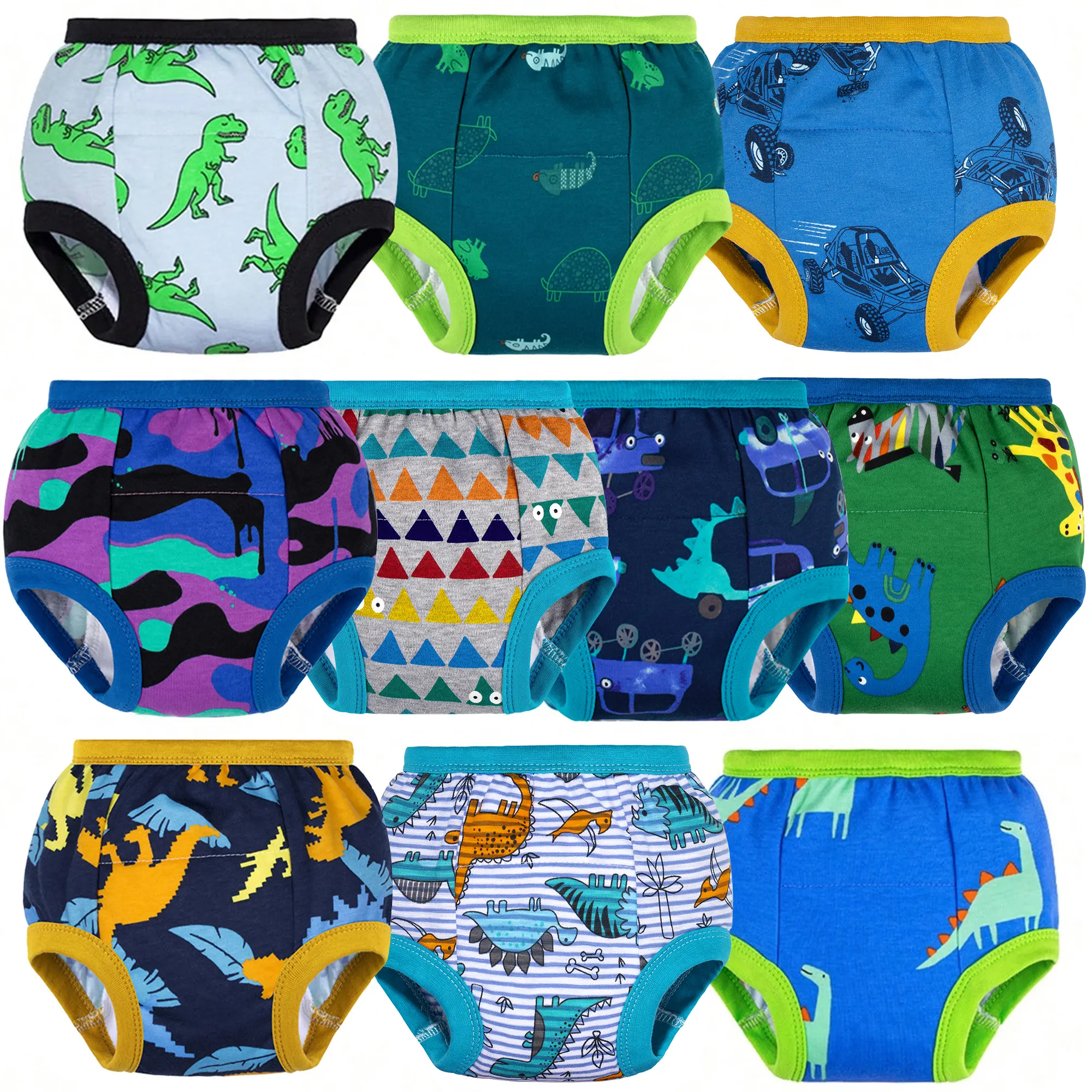 BIG ELEPHANT Toddler Potty Training Underwear, 100% Cotton Washable Reusable Training Pants, Light Absorbency for Daytime Potty Learning, Not Diapers, Boys and Girls