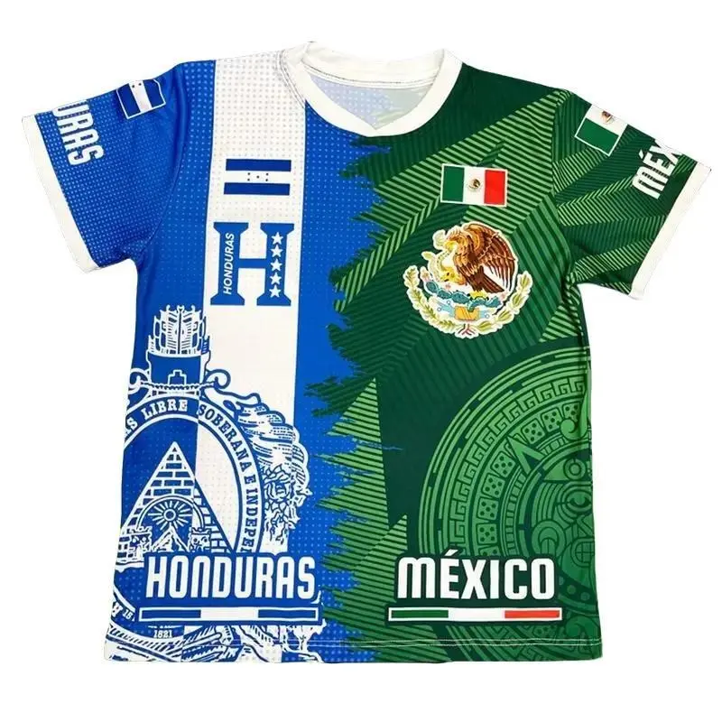 Mexico Honduras Flag Jersey, Half Mexican Half Catracho Shirt, Dual Heritage Soccer Graphic Tee, Mexican Honduran Pride Sports Fan Gift