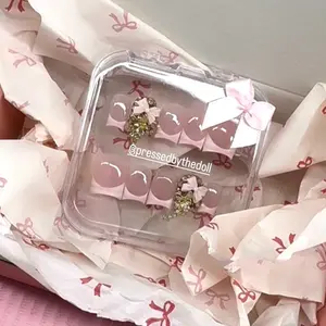 Extra Short Pink Stripe Frenchies w/ Gold Bling | Acrylic Nails