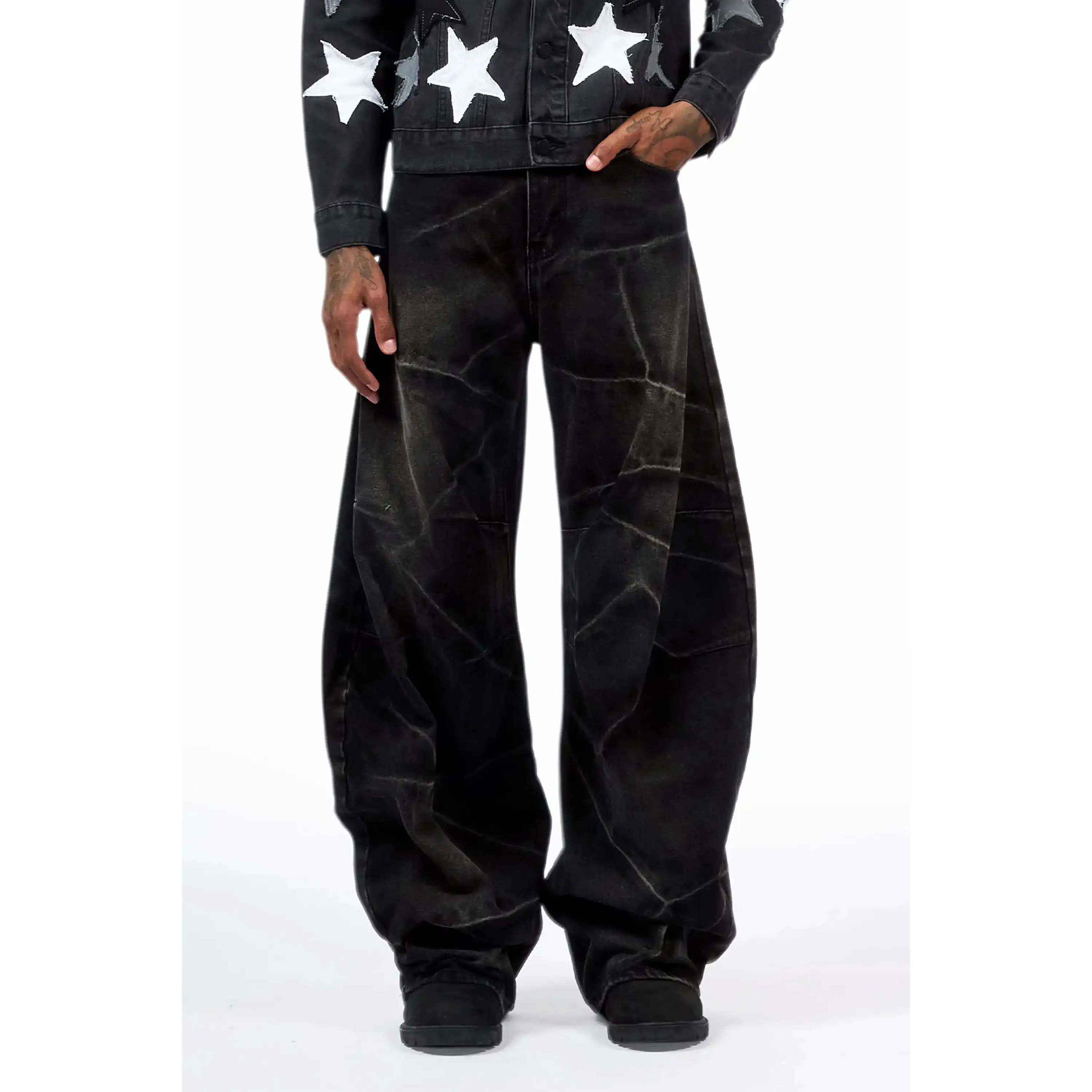Harlem Dark Grey Barrel Fit Jean