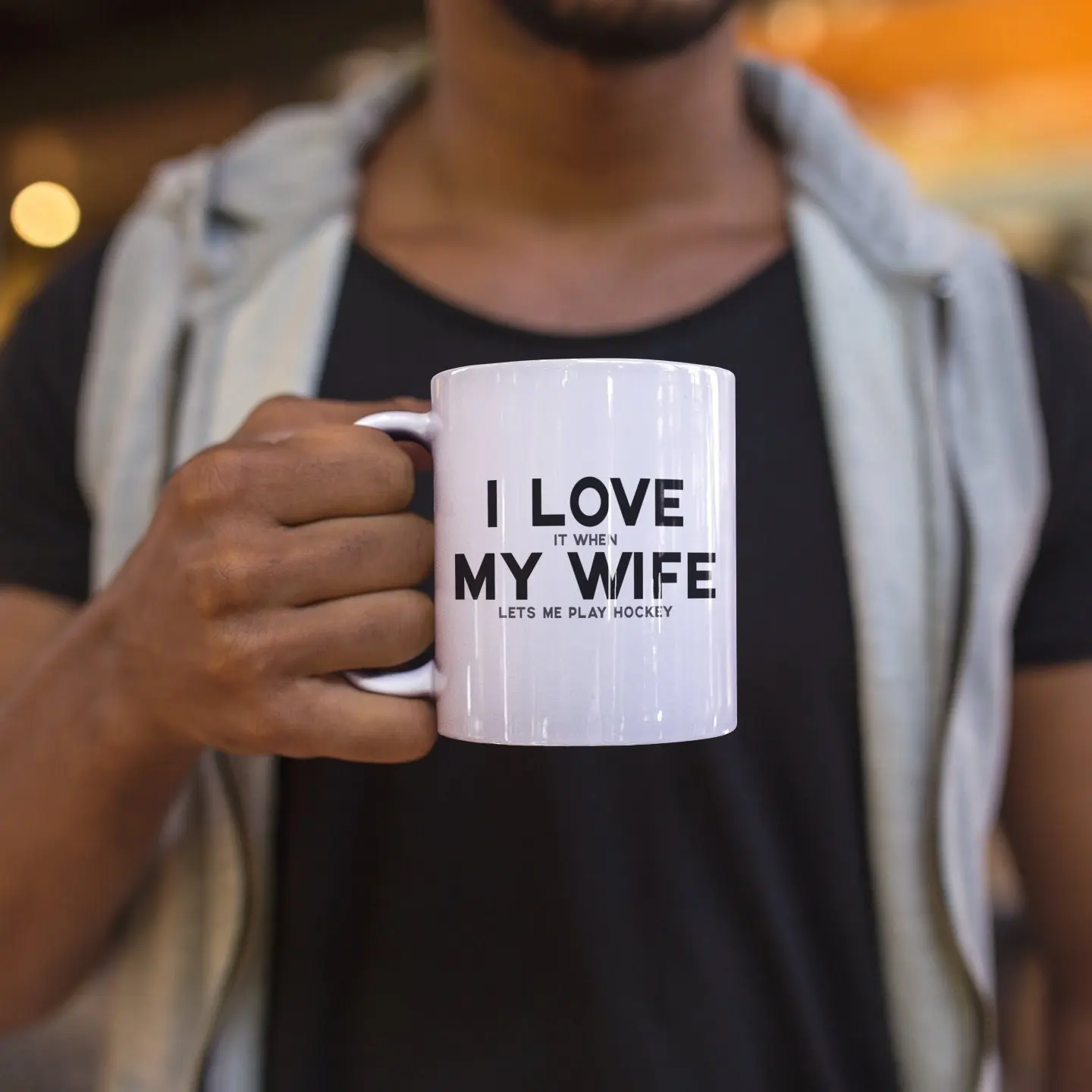 Hockey Mug Husband Gift Hockey Player Present Ice Hockey Fan Birthday Sports Team Funny Wife Hockey Gift Mug