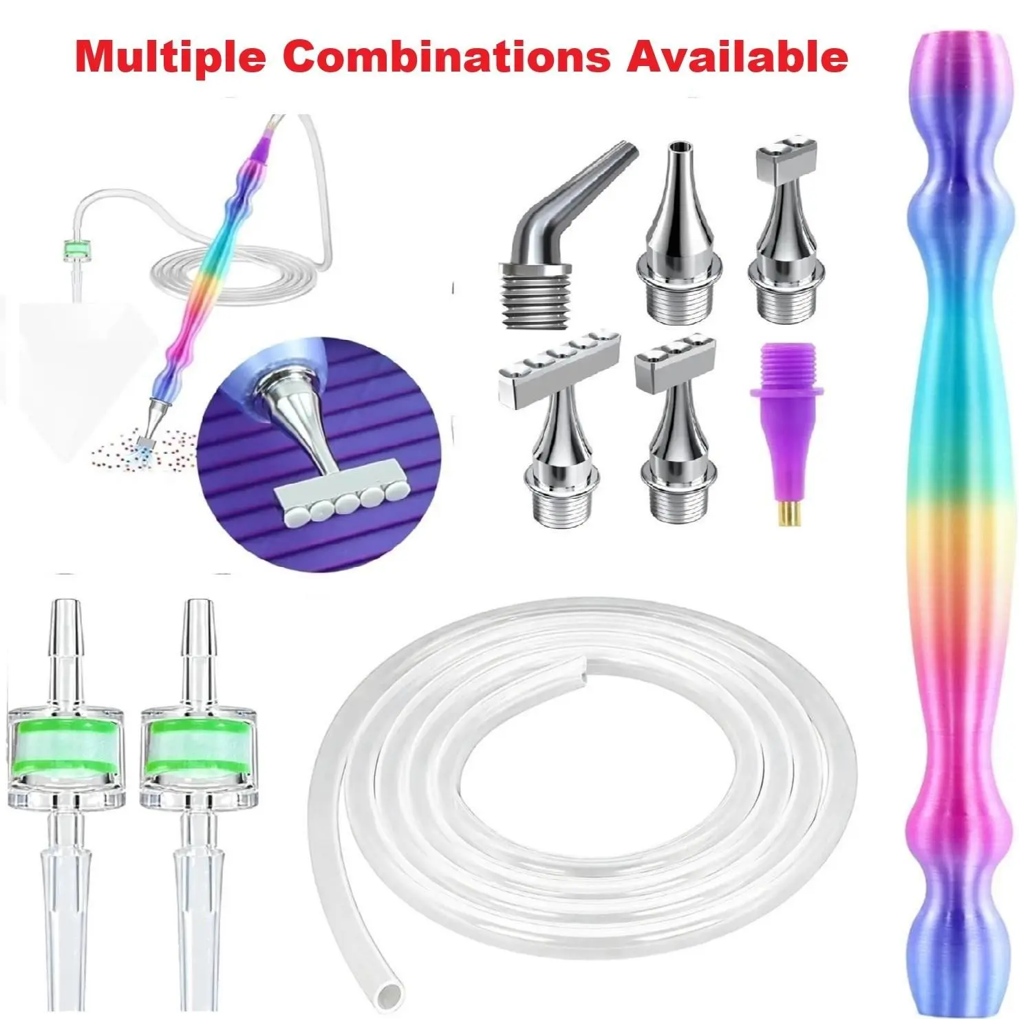 Vacuum Diamond Painting Pen Replacement Set, Diamond Art Tools, Includes Replaceable Tips, Filter Cartridges, Steel Screws, Silicone Tube, Fits Most Electric Pens