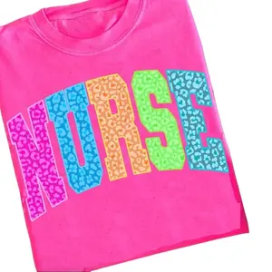 Neon Leopard Nurse Shirt, Nurse Neon Distressed Tee, Nurse CNA RN Nicu T-Shirt, Preppy Nurse Sweatshirt, Nurse Life Gifts, Colorful Nursing Shirt