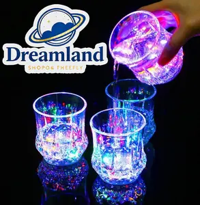 2 PACK LED Light Up Drinking Cup Automatic Flashing Cup Liquid Activated Color Change Party Decoration Luminous Cup Night Club Party Drink Tumblers Multicolor LED Tumblers (Reusable)