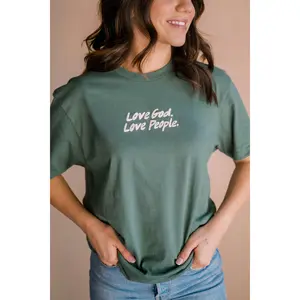 Love God Love People Tee- Muted Green
