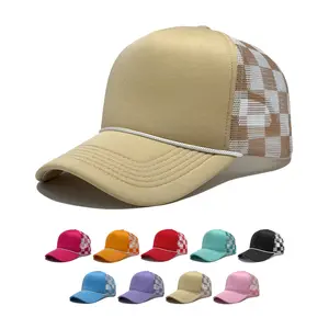 Plaid mesh cap, baseball cap, sun protection cap