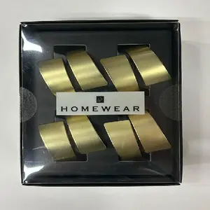 Homewear Curved Champagne Napkin Rings Set of 4, Modern Cuff Design for Wedding Party Decorations, Kitchen, Holiday Table Settings,Rust Proof,100% Iron Metal Table Setting Accessories for Fine Dining