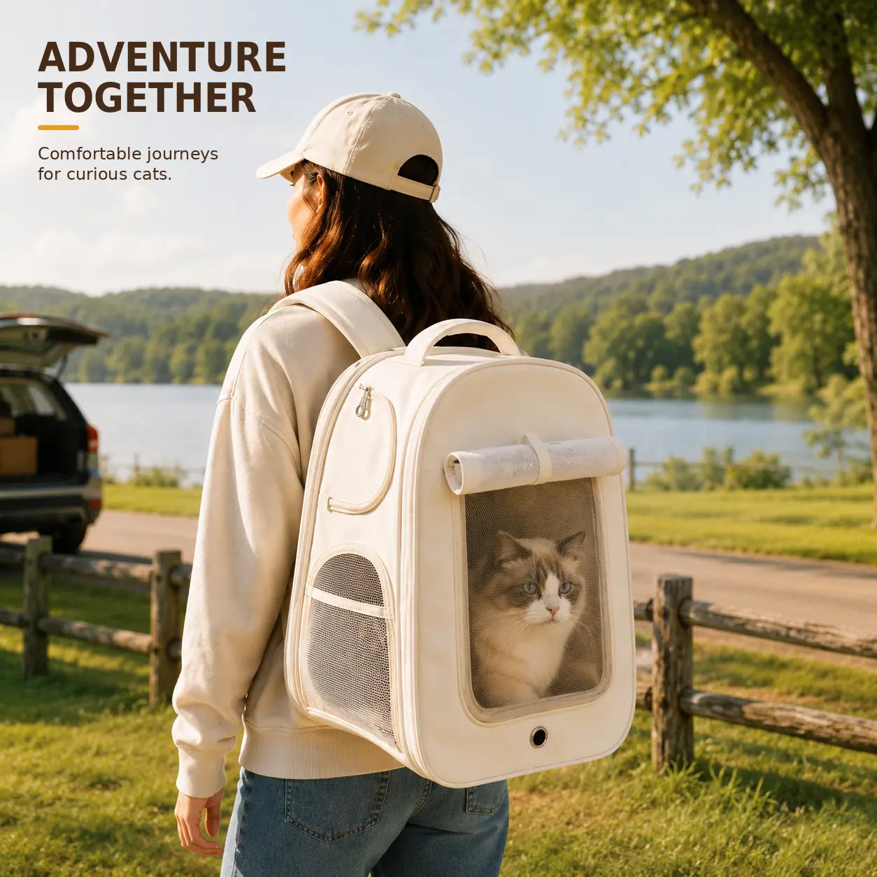 Dual Expandable Cat Backpack Carrier, Breathable Foldable Travel Bag for Cats and Small DogsDual Expandable Cat Backpack Carrier, Breathable Foldable Travel Bag for Cats and Small Dogs sohochic