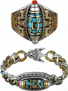 Vintage Ethnic Style Ring & Bracelet, Fashion Jewelry for Party, Daily Clothing Decor, Trendy All-match & Exquisite Jewelry for Birthday Gift, Vintage Jewelry Set