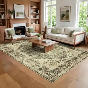 Bohemian Style Low-Pile Non-Slip Rug - Washable Sunflower Print for Living Rooms, Bedrooms, Dining Rooms & Offices - Soft, Durable & Fade-Resistant Design