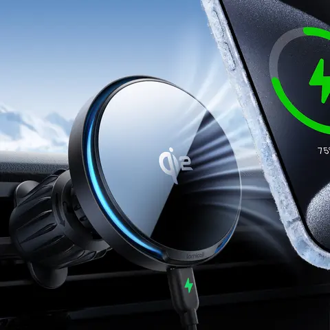 Lamicall 15W QI2 MagSafe Wireless Car Charger - RGB LED 360° Magnetic Phone Holder, Vent/Dashboard Onehand Magsnap Hands-Free Mount with Metal Heat Plate for Cooling & Heat Dissipation, Cars Accessories, Compatible with iPhone 18/17/16/15/14/13/12 Series