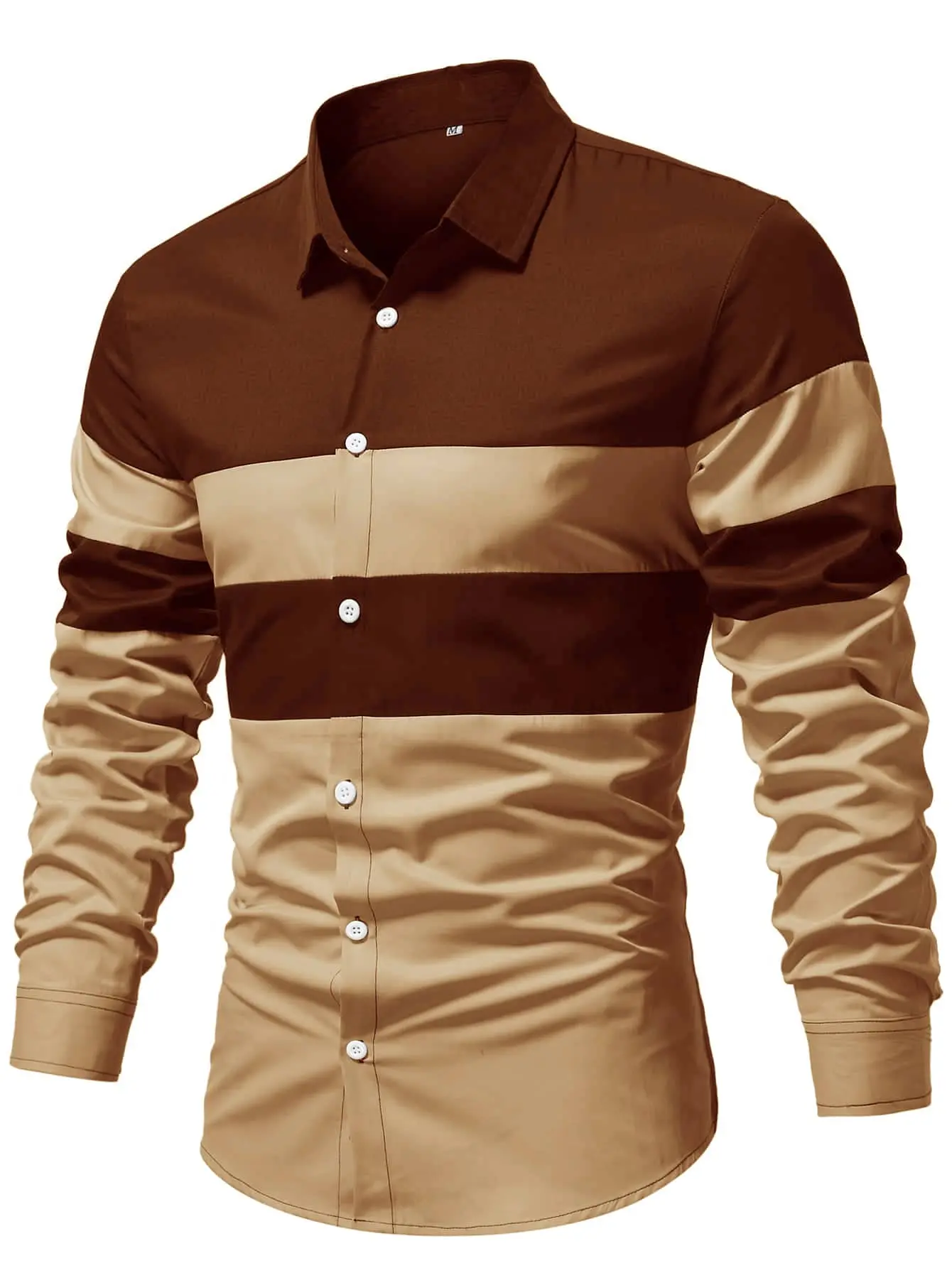 Manfinity Homme Men Two Tone Button Up Shirt Casual Long Sleeve