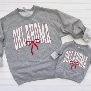 Oklahoma Bow Sweatshirts for Women and Kids Comfortable Crewneck Clothing Gildan & Rabbit Skins Brands Soft Durable Wardrobe Essential