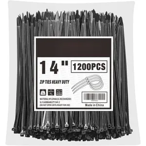 14 Inch Black Zip Ties 1200 count, 75 LBS Tensile Strength,   Ties,  Self-locking Plastic Ties for Indoor and Outdoor Use