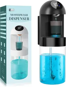 Automatic Mouthwash Dispenser for Bathroom, 20.29 Oz Dispensers with  Cups,Wall Mounted Dispenser,3 Dispensing Levels,Bathroom Accessories,House-Warming Gifts (Black)