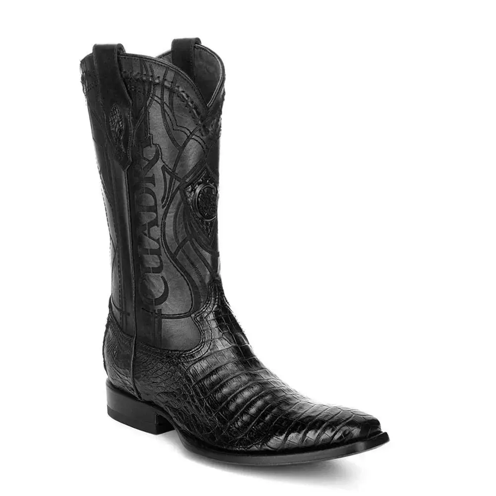 Cuadra Mens Fuscus Caiman Belly Black Embroidery Boots 3C1NFY