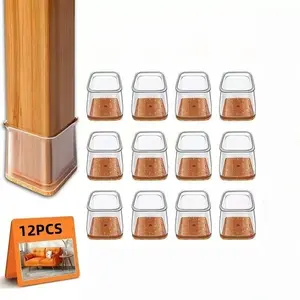 12/24 Piece Chair Leg Protector Set, Universal Rubber Mats for Hardwood Floors, Fits All Chair Shapes, Square Covers for Wood and Tile Floors