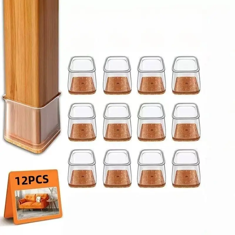 12/24 Piece Chair Leg Protector Set, Furniture Universal Rubber Mats for Hardwood Floors, Fits All Chair Shapes, Square Covers for Wood and Tile Floors Home Accessories