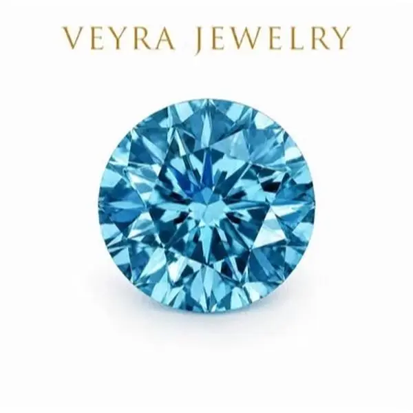 Round Blue Moissanite Loose Stone - VVS1 Clarity (Very Very Slightly Included), Traceable GRA Certificate, Ready for Jewelry Setting, Fashionable Gift, Loose Stone Only