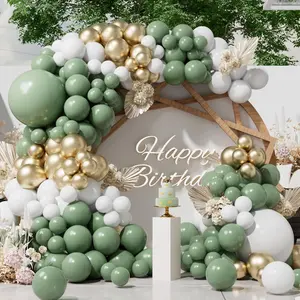153-Piece Sage & Olive Green Balloon Arch Kit – Gold and White Balloons for Weddings & Parties