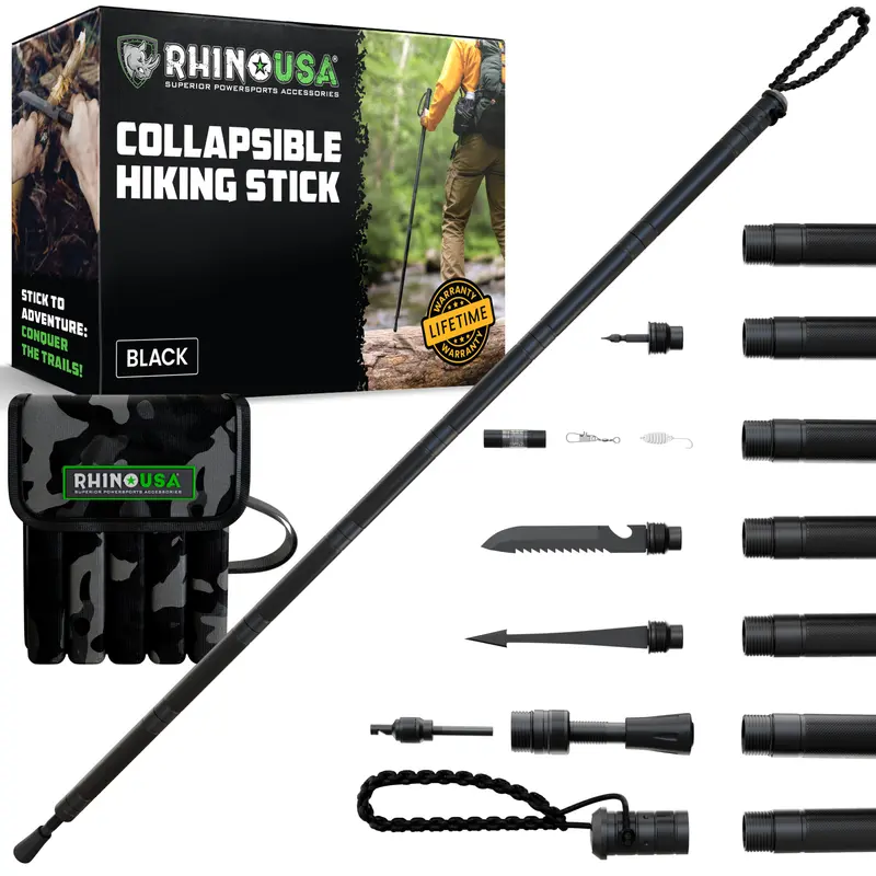 Rhino USA Hiking Stick โ Essential Camping Gear for Hiking & Trekking โ Durable Walking Stick for Outdoor Adventures, Travel Accessories