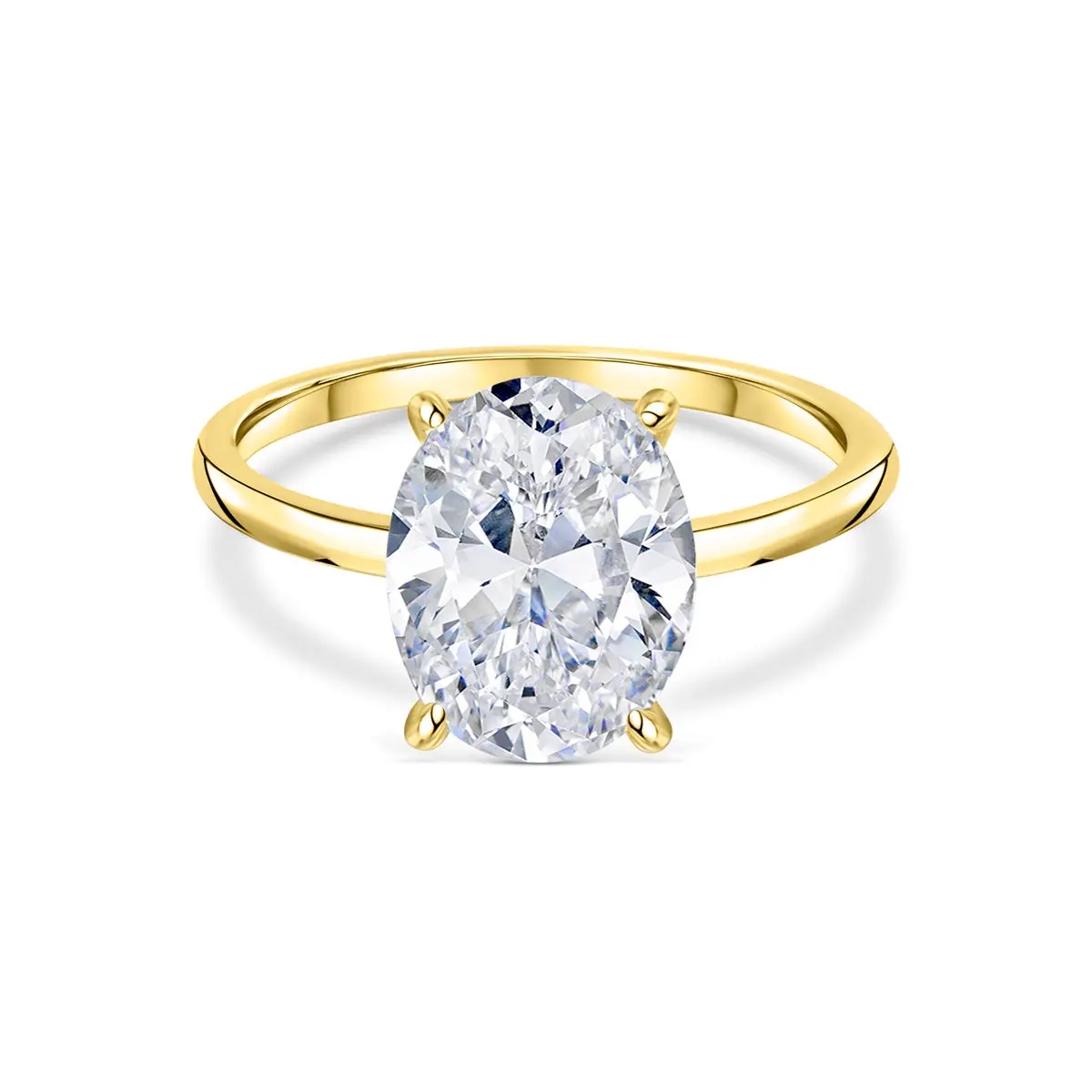 The Elena - Gold | Modern Gents 3 Carat Gold Oval Cut Solitaire Ring | Simple Travel Jewelry