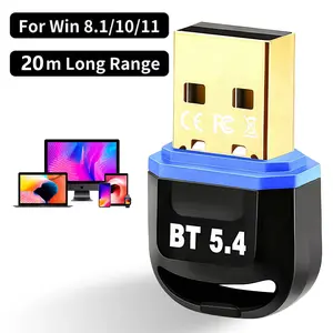 Bluetooth Adapter for PC, Wansurs USB Bluetooth Adapter 5.4 BT Dongle Wireless Receiver for Speaker, Mouse, Keyboard, Headphones BT Adapter Compatible with Win 7/8/8.1/10/11 Accessories