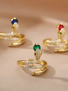 Elegant Snake Shape Open Adjustable Ring for Women, European & American Fashion Design, Versatile Jewelry Gift for Valentine's Day, Christmas, New Year