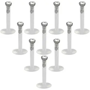 16G Clear UV Flexible Acrylic 2mm CZ Gem Labret Monroe Lip Ring Tragus Helix Cartilage Earring Stud Barbell Body Piercing Jewelry