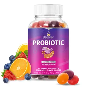 BeLive Probiotic Gummies - Probiotics with 5 Billion CFUs for Digestive Health, Men, Women & Kids - for Immune Support, Sugar Free & Vegan | 60 Ct – Blueberry, Strawberry & Orange