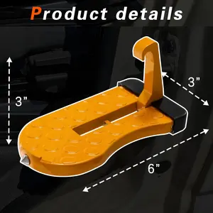 Multi-Foldable Aluminum Alloy Car Door Step with Glass Breaker, Roof Access Foot Step Hook Universal for Cars, SUVs and Trucks, Yellow 1 Pack