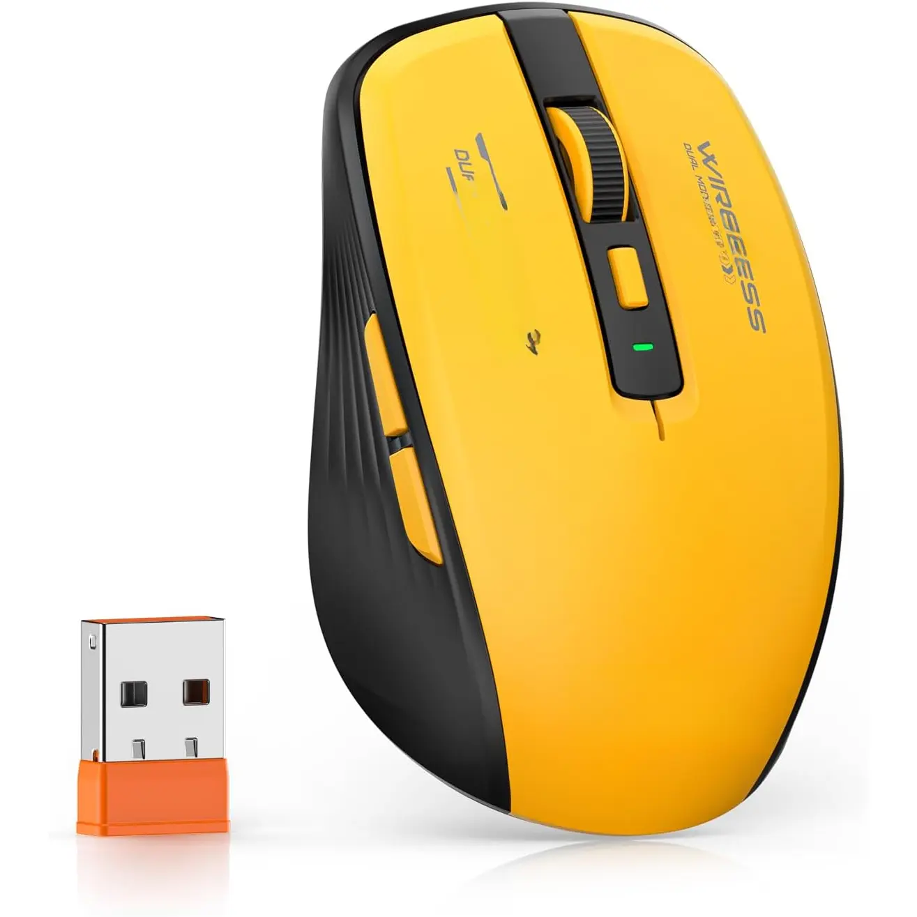 ( & 2.4GHz USB) with Forward/Backward Side , Silent Click,  Portable   Mice for Laptop//iPad - Office & Travel Use, Yellow & Black