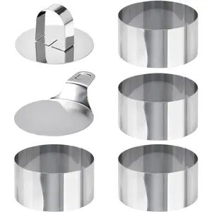 4PCS Cake Mold Rings,Pusher And Lifter Stainless Steel Mousse Cake Ring, Round Cookie Cutters, Pancake Molds, Baking Tools, Kitchen Gadgets, Kitchen Accessories, Home Kitchen Supplies