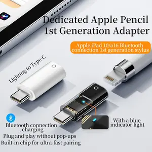 Apple Pencil Adapter USB-C Bluetooth-compatible Charging Converter Type C Portable for iPad 10/11/a16, Handwriting Pen Connector, Compatible with Multiple Ipads