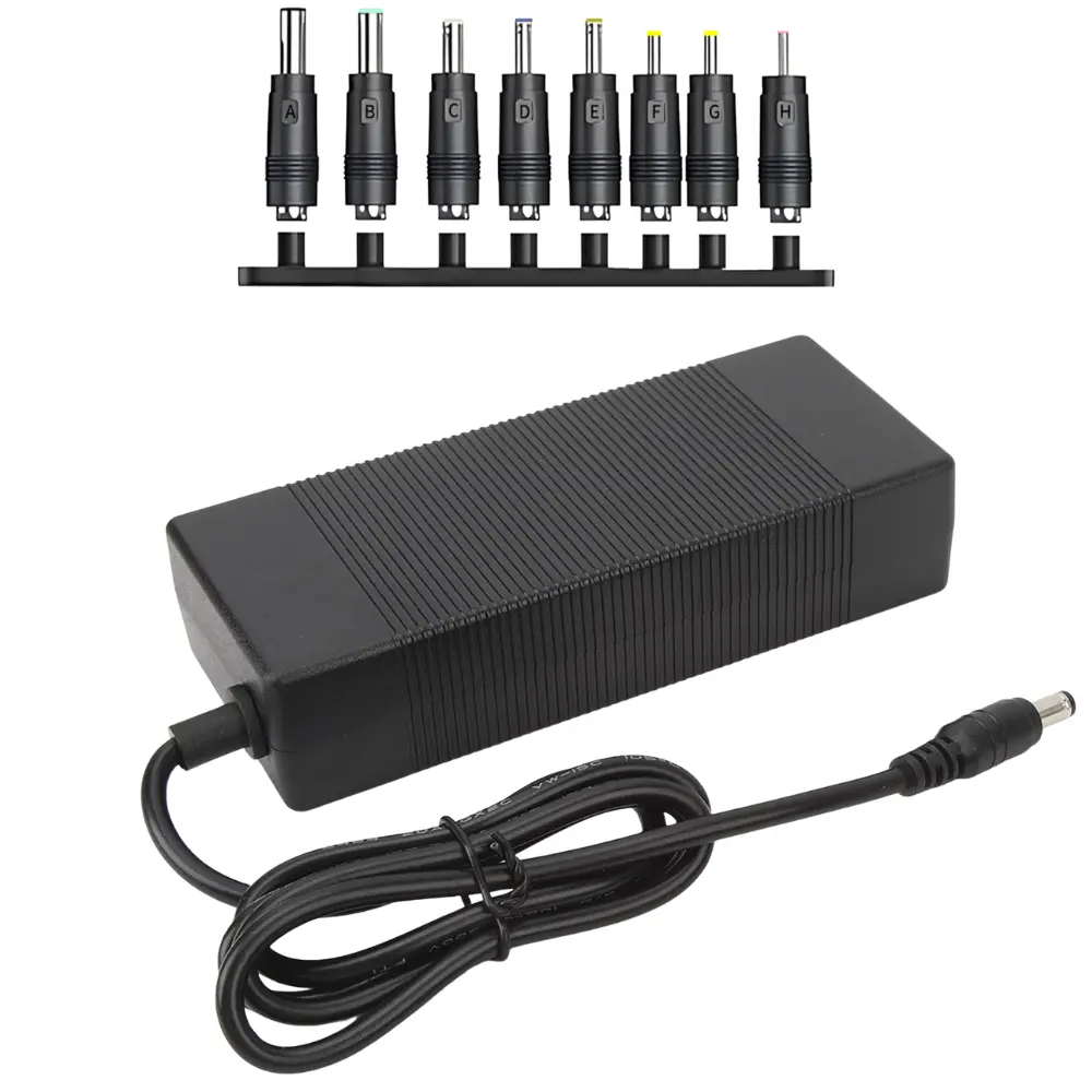 2 Pack 12V 10A 120W DC Power Adapter with 8 Interchangeable DC Plugs Universal AC DC Power Supply Kit for LED Strip Security Camera Electronics