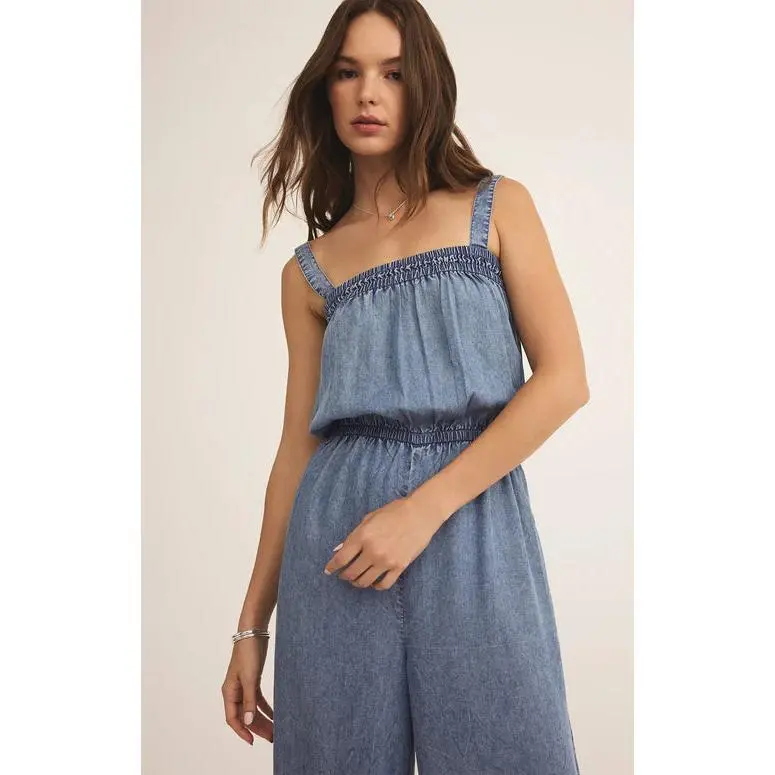 Solara Chambray Jumpsuit - Medium Chambray